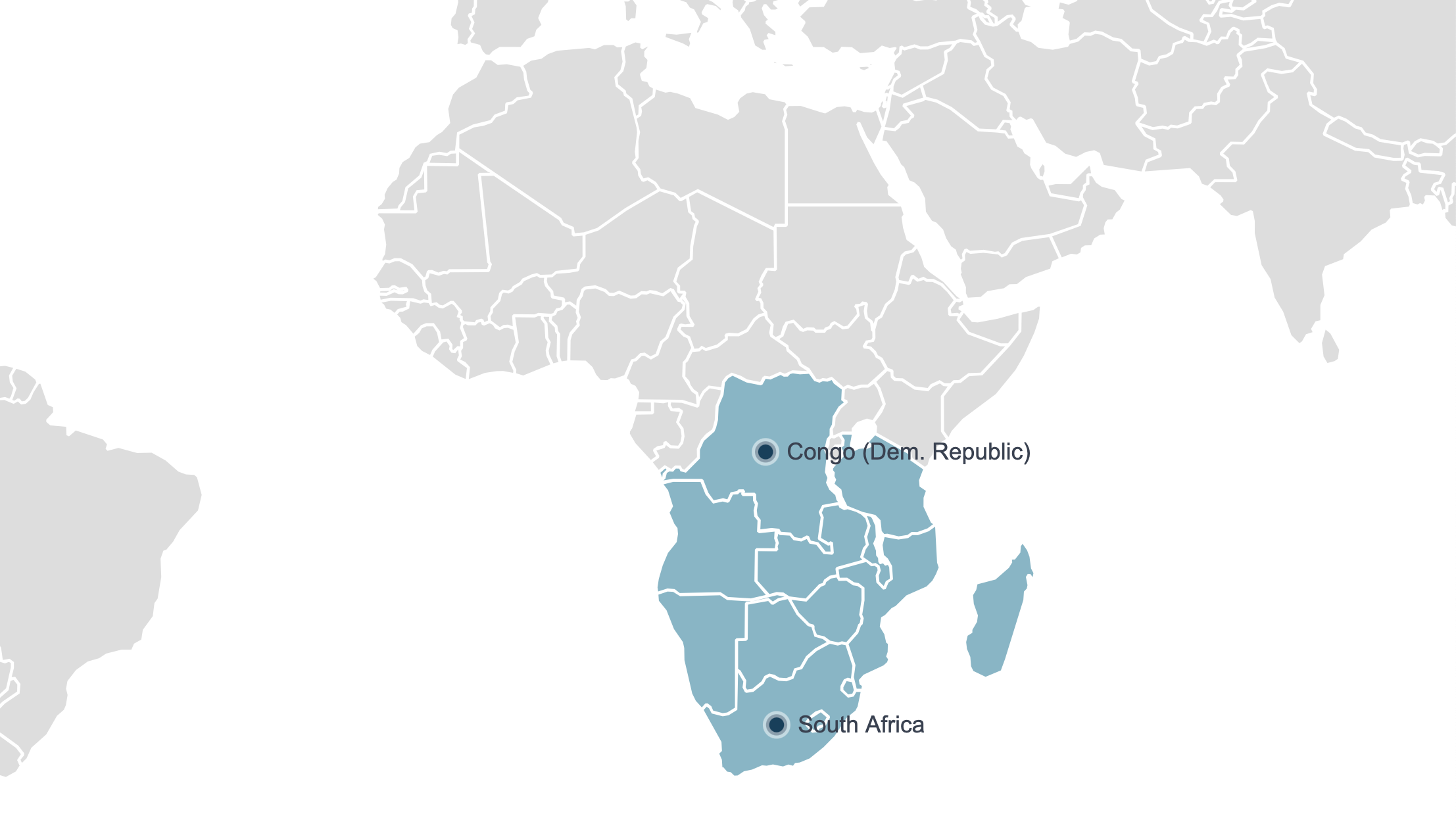 SADC Regional Footprint Map